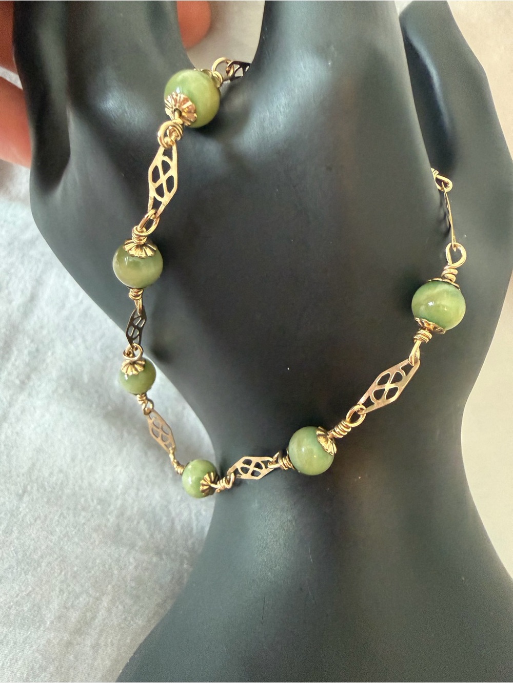 1/20 14K Gold Filled Green Jade Beaded